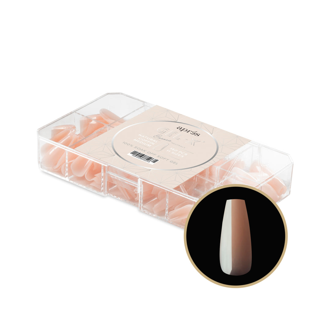 Neutrals Gel-X® Emma Natural Coffin Medium Box of Tips - 11 Sizes (150pcs)