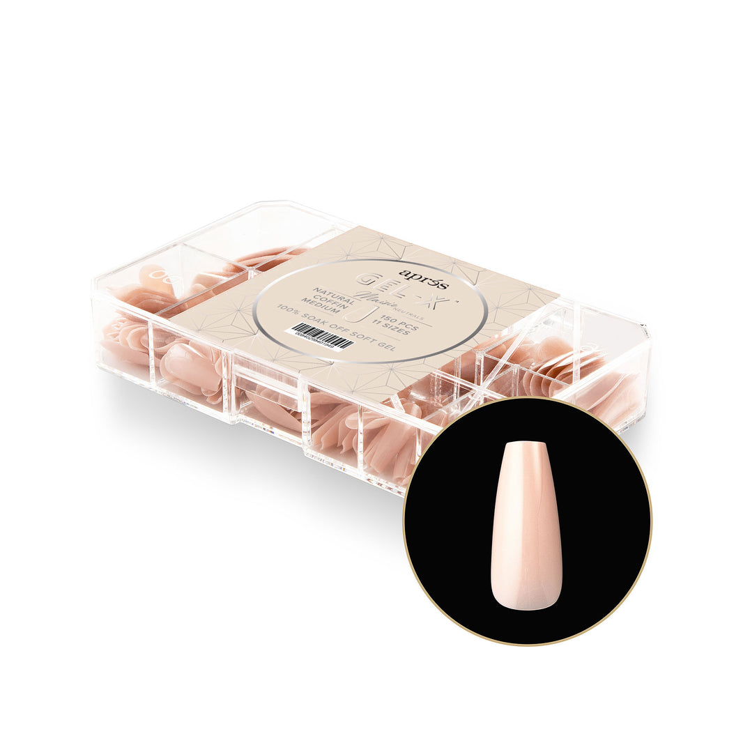 Neutrals Gel-X® Maisie Natural Coffin Medium Box of Tips - 11 Sizes (150pcs)