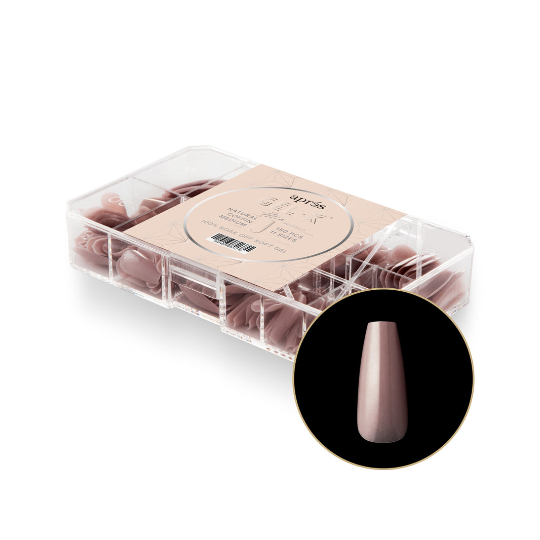 Neutrals Gel-X® Mia Natural Coffin Medium Box of Tips - 11 Sizes (150pcs)