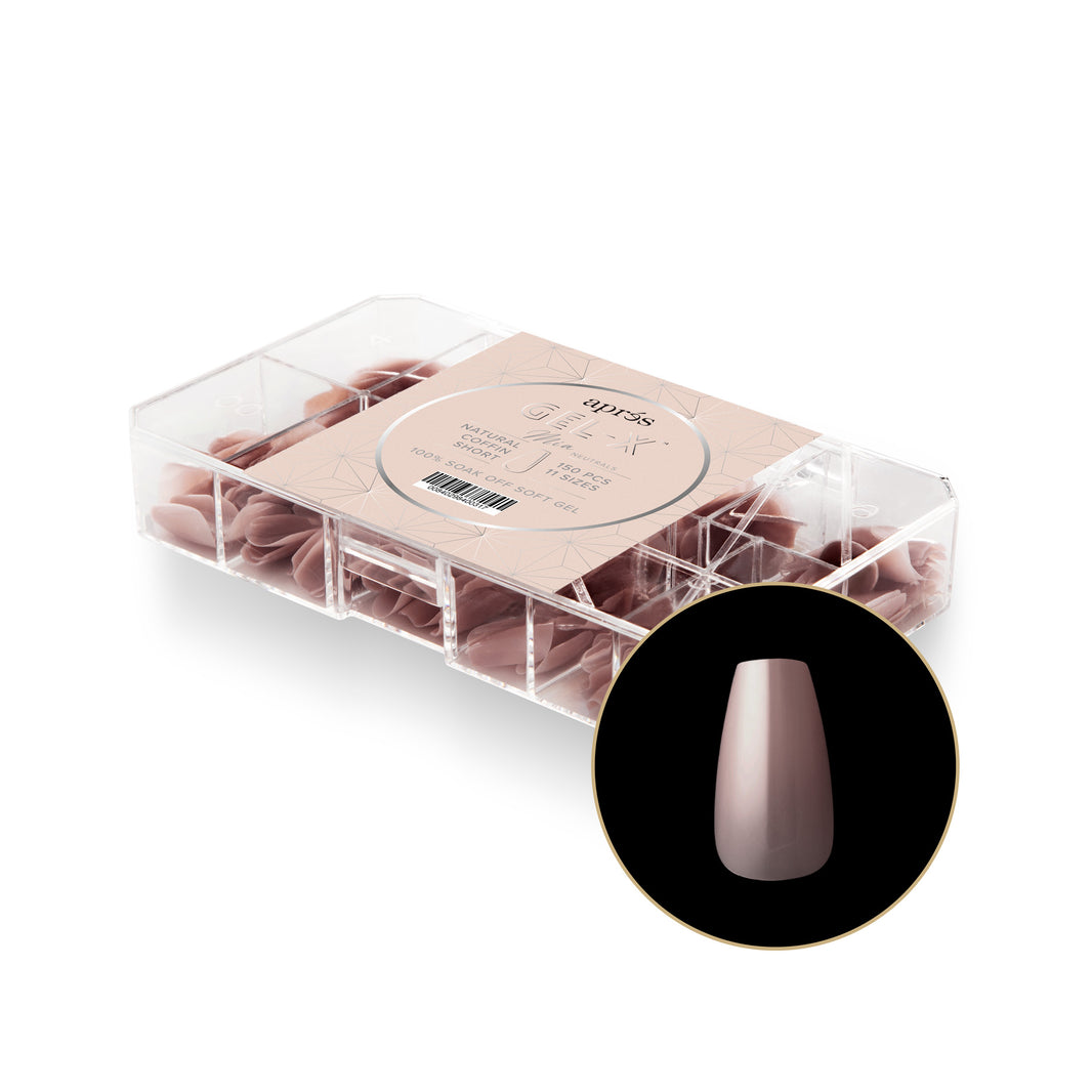 Neutrals Gel-X® Mia Natural Coffin Short Box of Tips - 11 Sizes (150pcs)