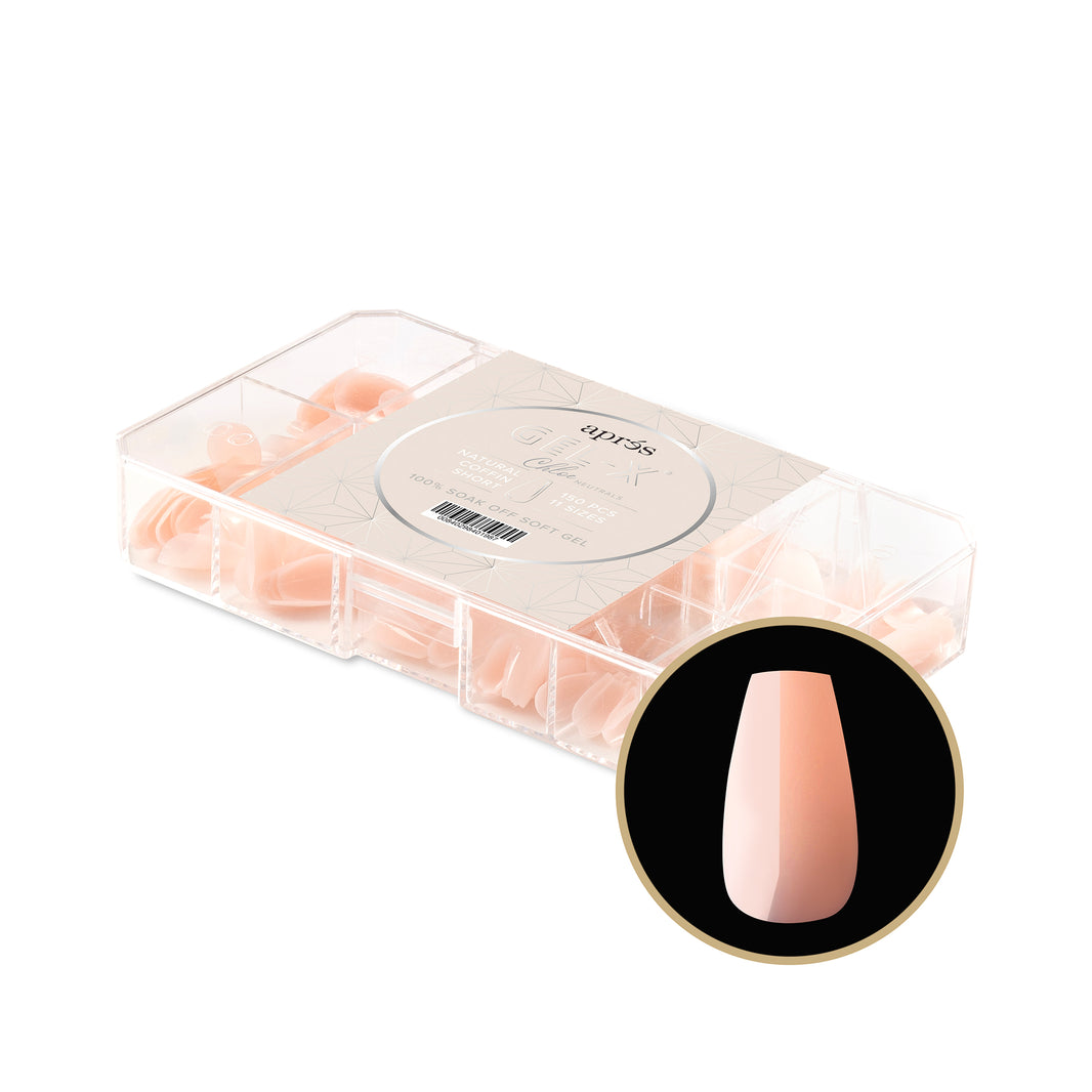 Neutrals Gel-X® Chloe Natural Coffin Short Box of Tips - 11 Sizes (150pcs)