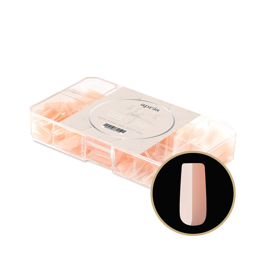 Neutrals Gel-X® Chloe Natural Square Medium Box of Tips - 11 Sizes (150pcs)