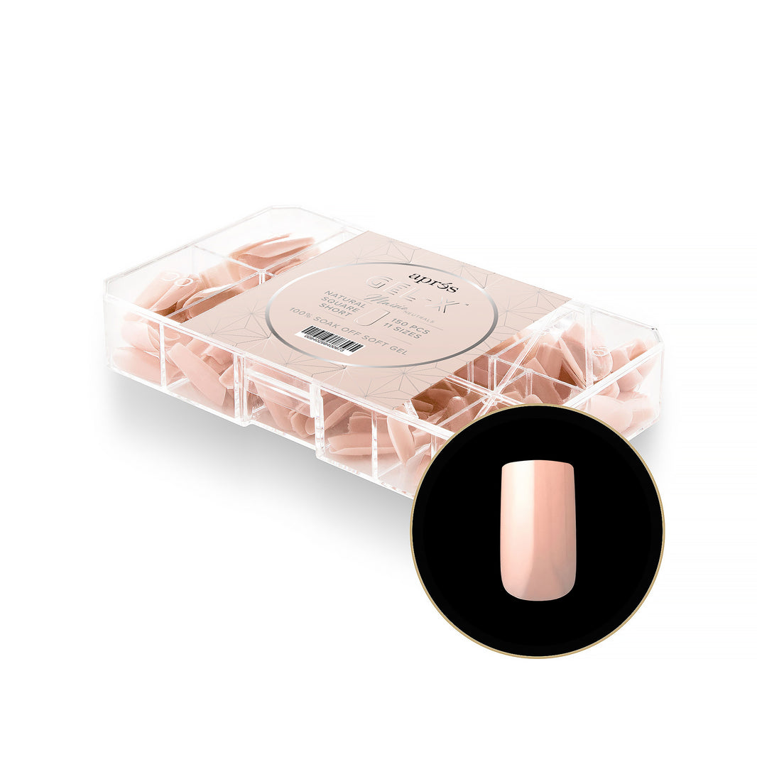 Neutrals Gel-X® Maisie Natural Square Short Box of Tips - 11 Sizes (150pcs)