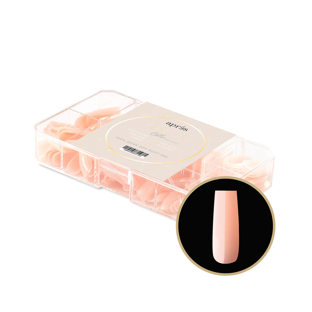 Neutrals Gel-X® Chloe Sculpted Square Long Box of Tips - 11 Sizes (150pcs)