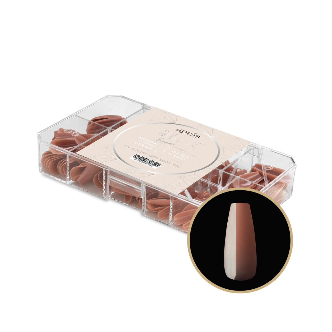Neutrals Gel-X® Imani Natural Coffin Medium Box of Tips - 11 Sizes (150pcs)