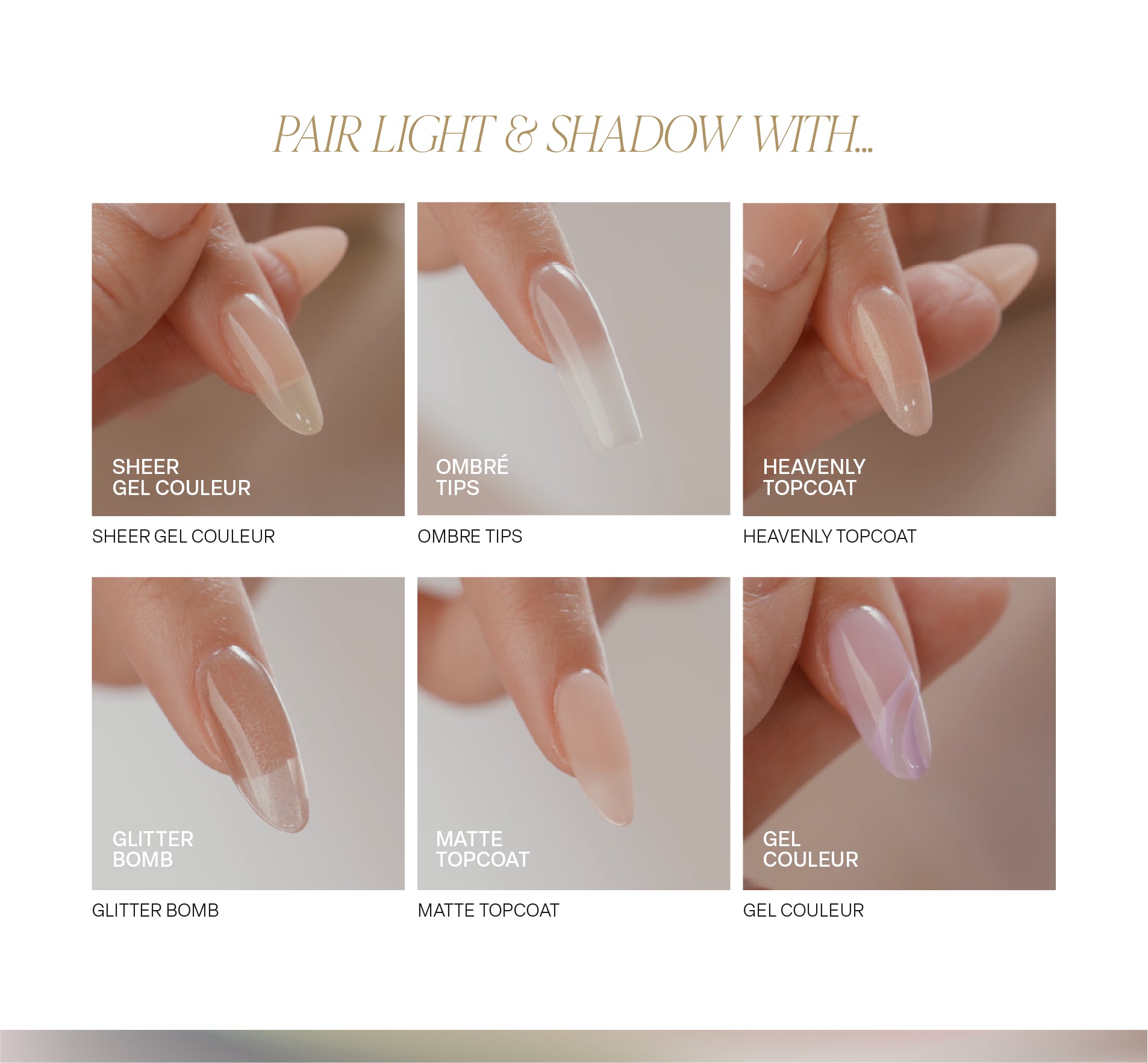 Light & Shadow gel color pairs beautifully with many other great Aprés products such as Ombré Gel-X or gel color