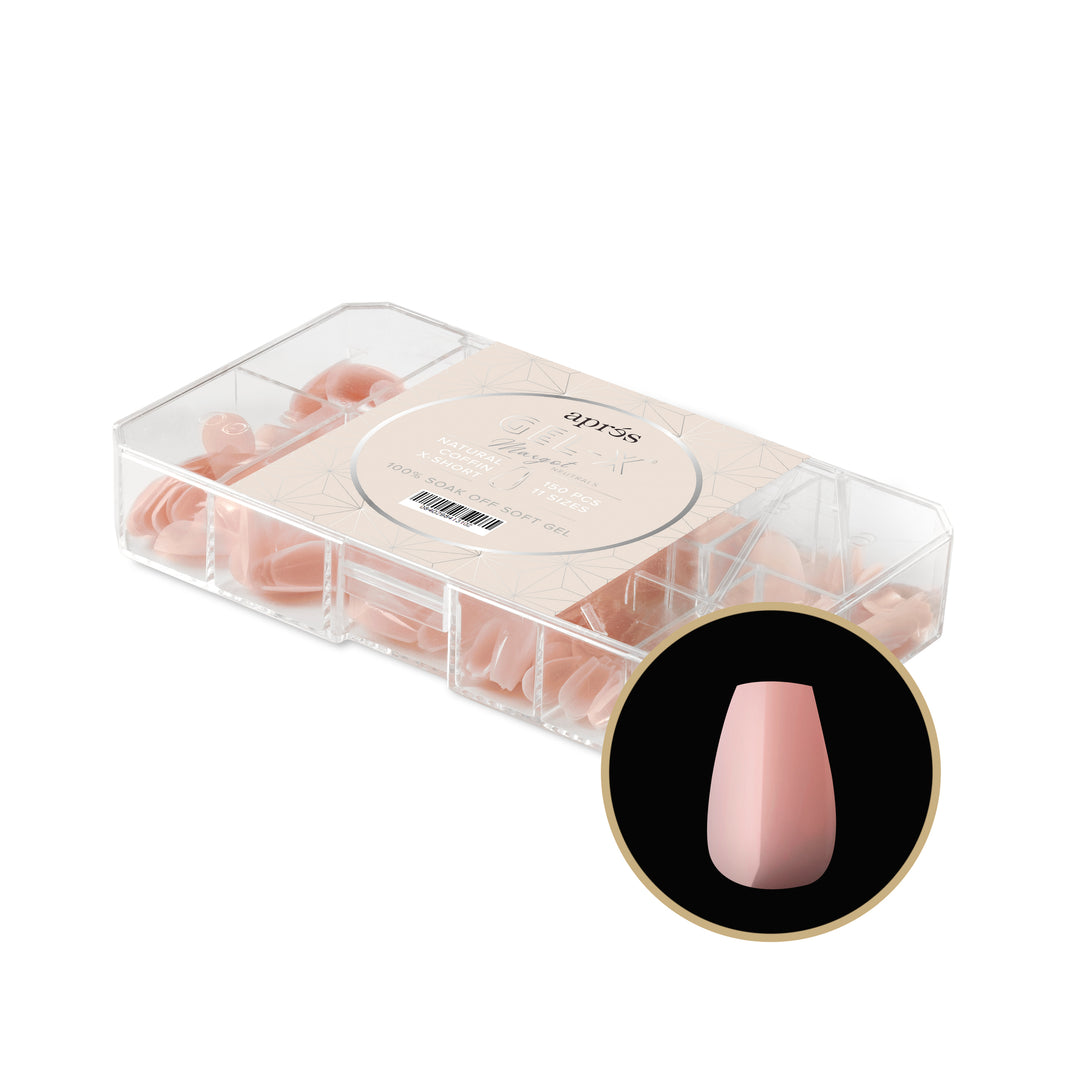 Neutrals Gel-X® Margot Natural Coffin Extra Short Box of Tips - 11 Sizes (150pcs)