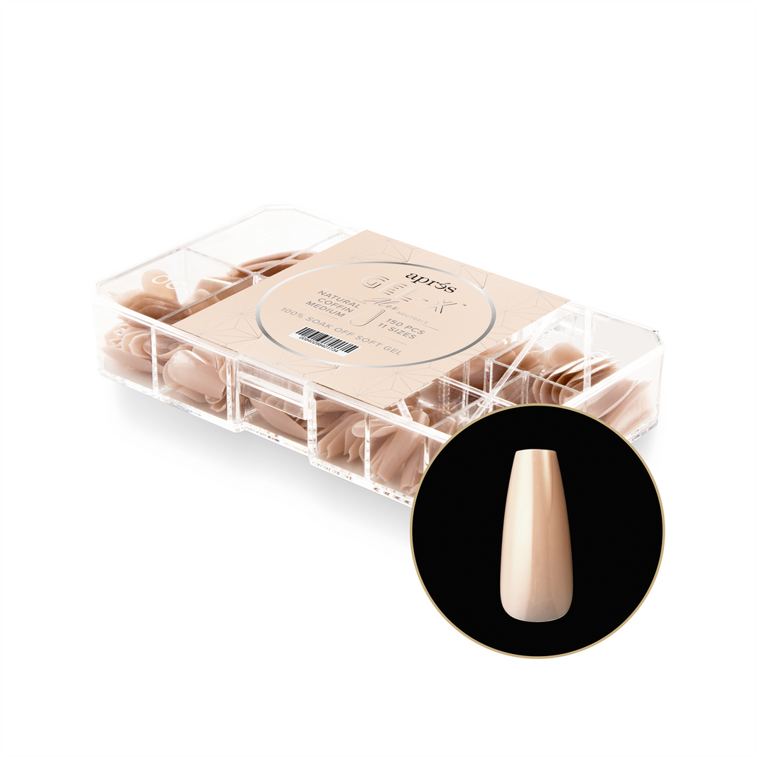 Neutrals Gel-X® Alex Natural Coffin Medium Box of Tips - 11 Sizes (150pcs)