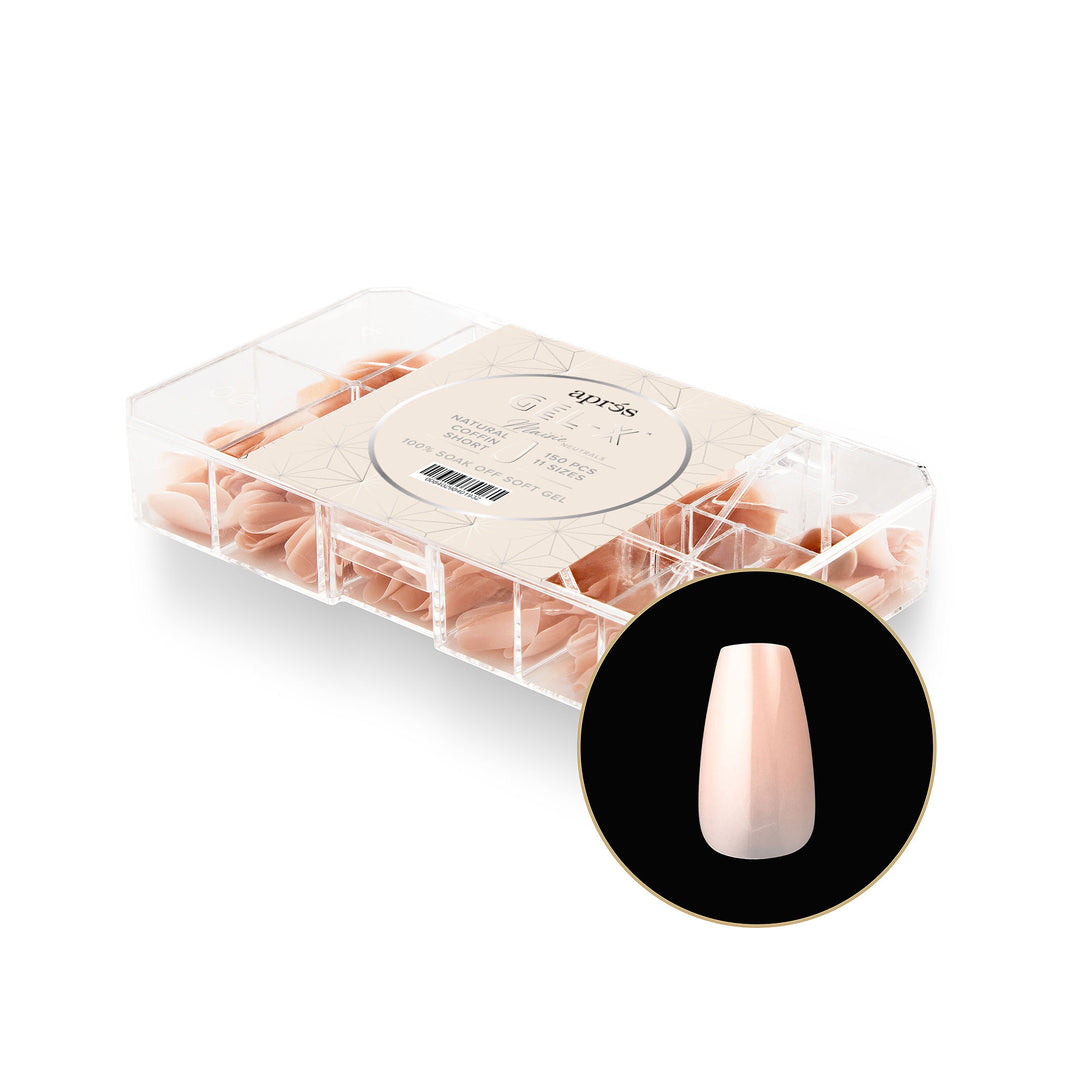 Neutrals Gel-X® Maisie Natural Coffin Short Box of Tips - 11 Sizes (150pcs)
