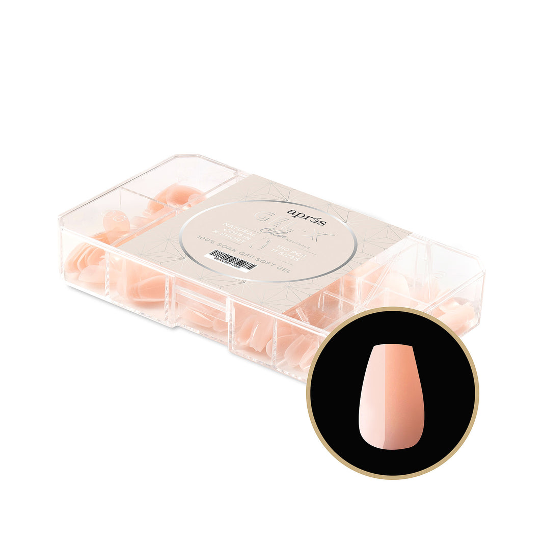 Neutrals Gel-X® Chloe Natural Coffin Extra Short Box of Tips - 11 Sizes (150pcs)