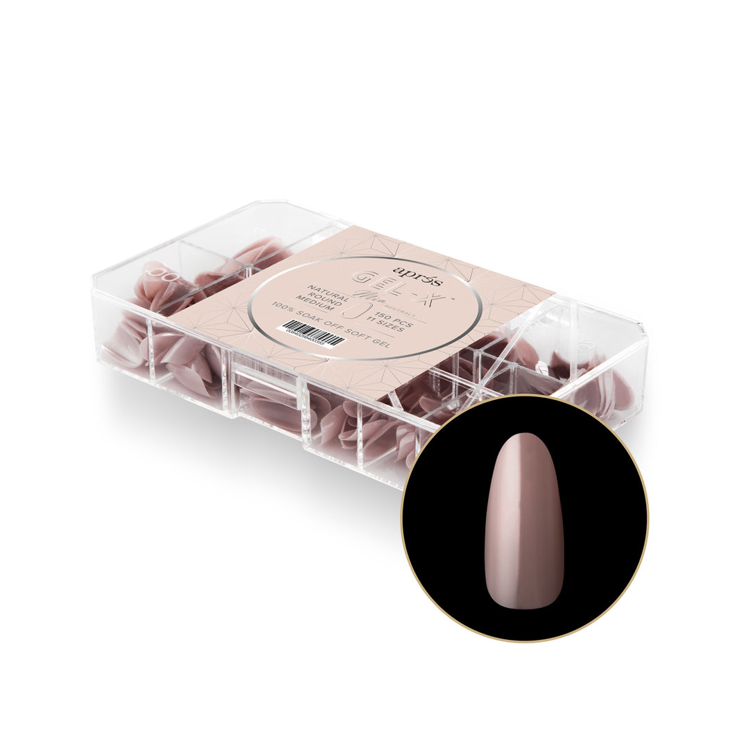 Neutrals Gel-X® Mia Natural Round Medium Box of Tips - 11 Sizes (150pcs)