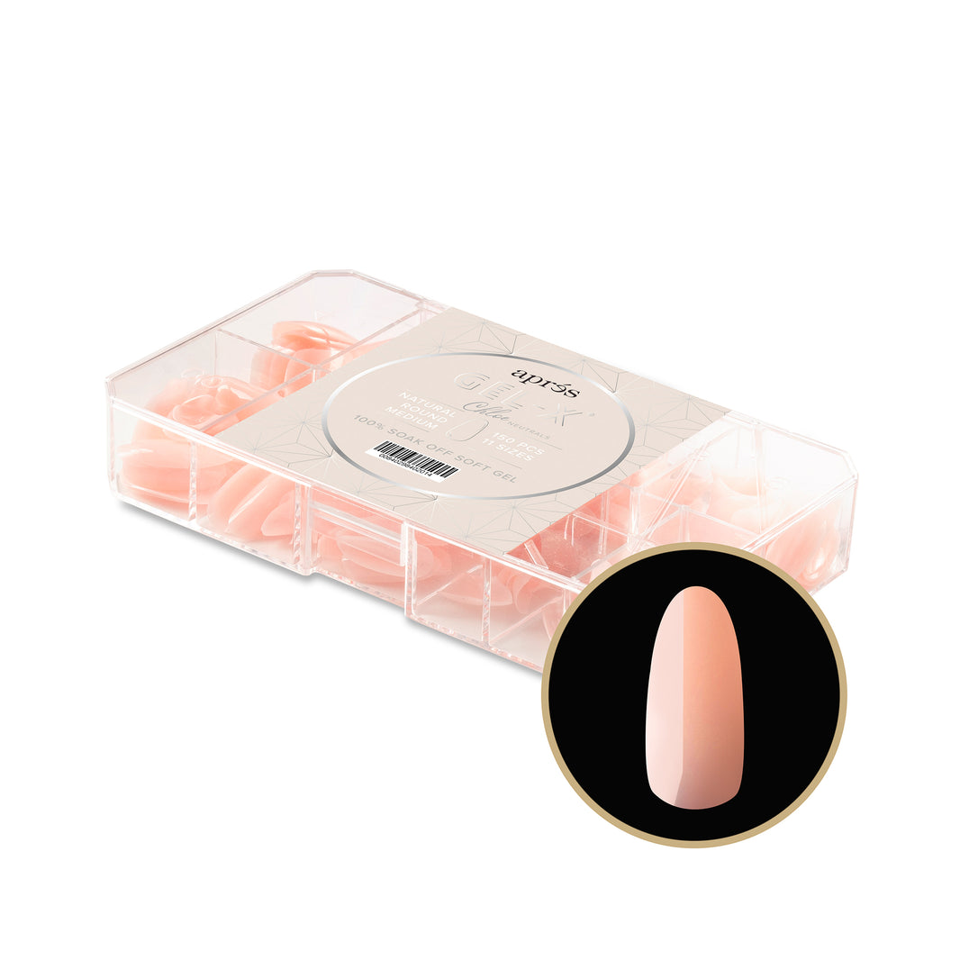 Neutrals Gel-X® Chloe Natural Round Medium Box of Tips - 11 Sizes (150pcs)