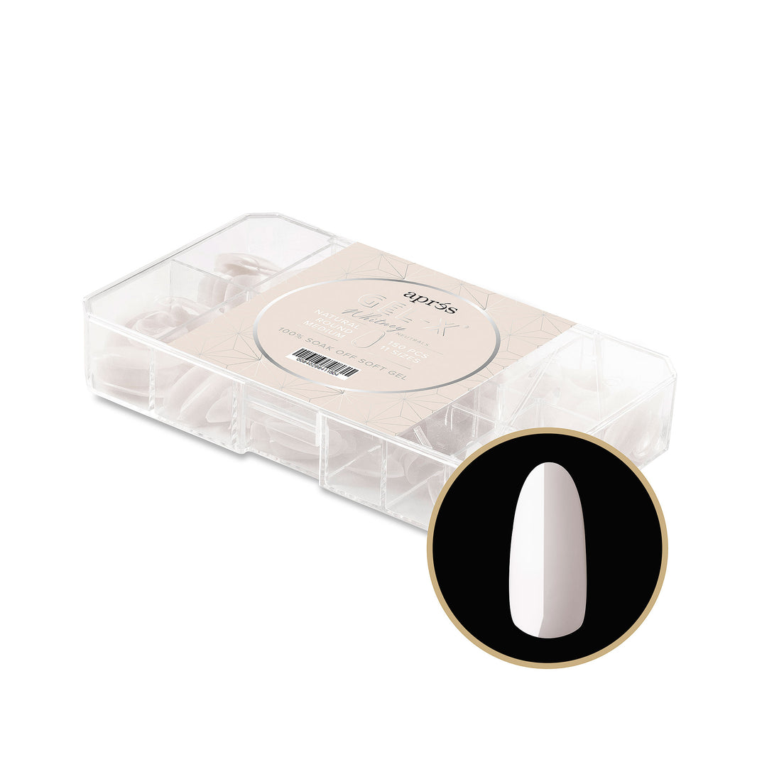 Neutrals Gel-X® Whitney Natural Round Medium Box of Tips - 11 Sizes (150pcs)