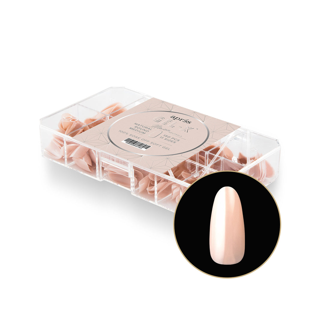 Neutrals Gel-X® Maisie Natural Round Medium Box of Tips - 11 Sizes (150pcs)