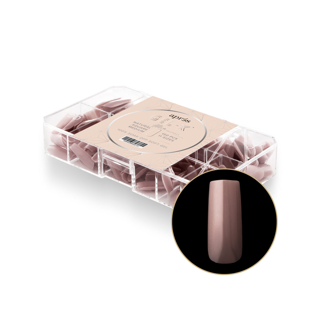 Neutrals Gel-X®  Mia Natural Square Medium Box of Tips - 11 Sizes (150pcs)