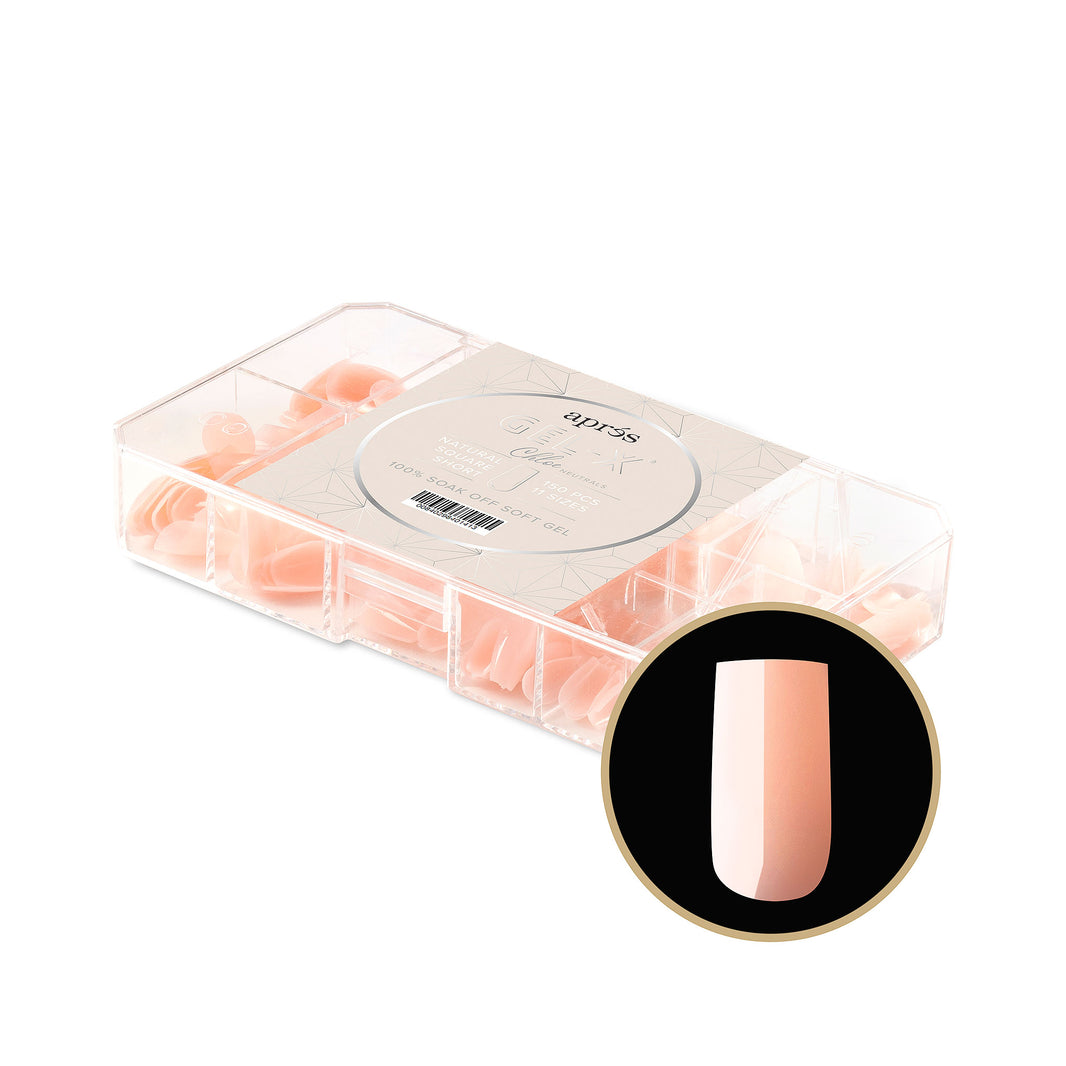 Neutrals Gel-X® Chloe Natural Square Short Box of Tips - 11 Sizes (150pcs)