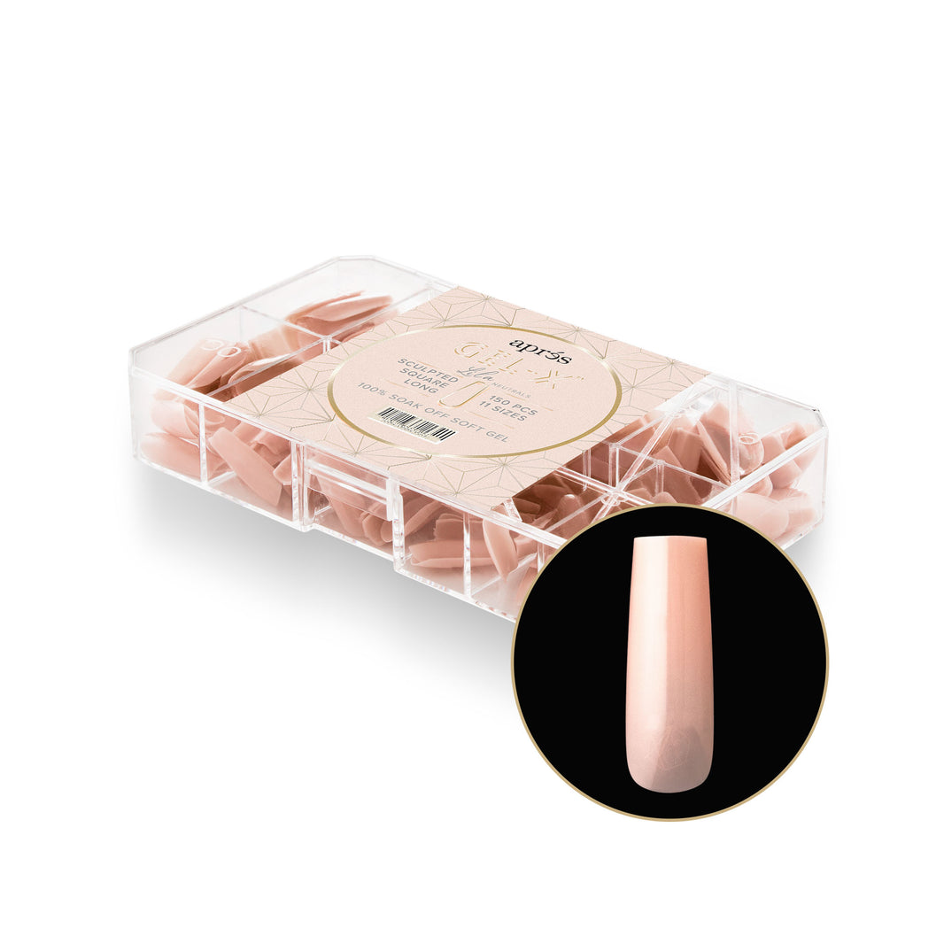 Neutrals Gel-X® Lila Sculpted Square Long Box of Tips - 11 Sizes (150pcs)